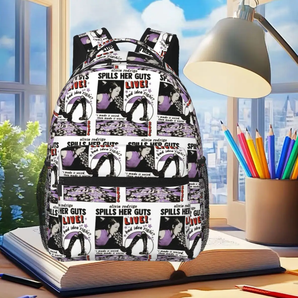

Olivia Guts World Tour Backpack Student Boys Girls BookBag Children School Bag Laptop Shoulder Bags for Men Women