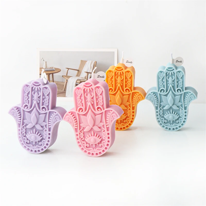 1pc DIY Silicone Candle Mold, Hamsa Hand Shaped Silicone Mould For Soap Resin, Candle Making Supplies Tool