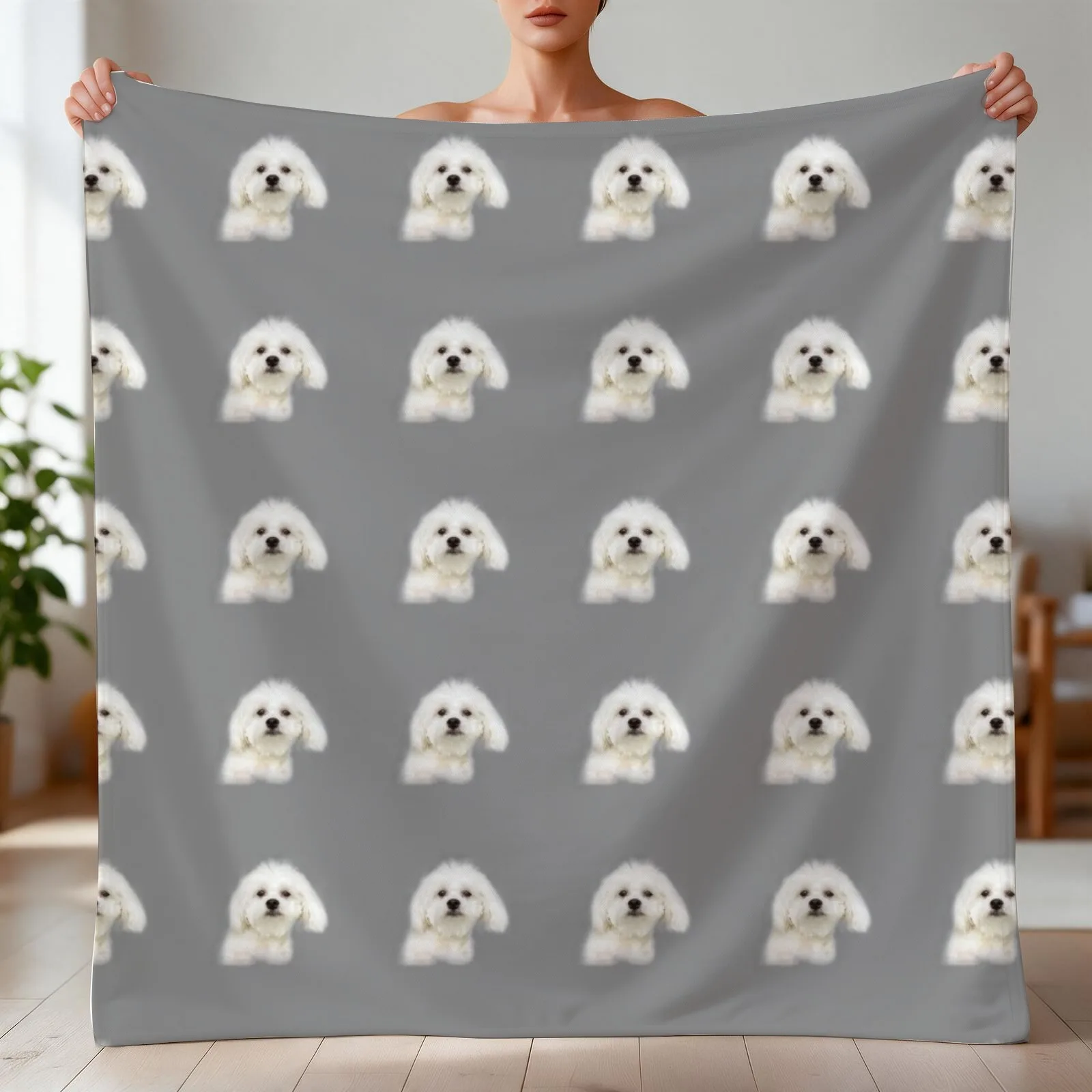 Maltese puppy Throw Blanket warm winter Flannel Fabric blankets ands Blankets