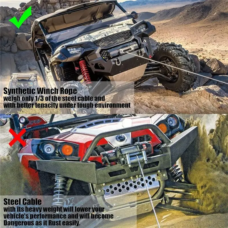 24-Hour Delivery Synthetic Winch Rope, 1/4 Inch X 50Ft- 10, 000LBS Rating- For Offroad Vehicles, 4WD ATV UTV Winch Line Cable