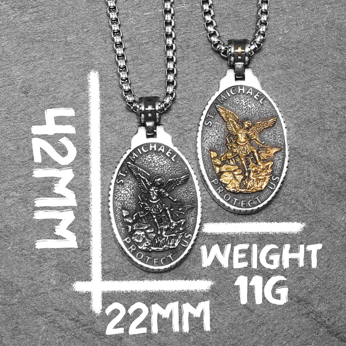 سانت مايكل الرجال قلادة 316L الفولاذ المقاوم للصدأ سلسلة قلادة تميمة الجارديان روك الشرير للذكور المجوهرات الرجعية هدية بالجملة