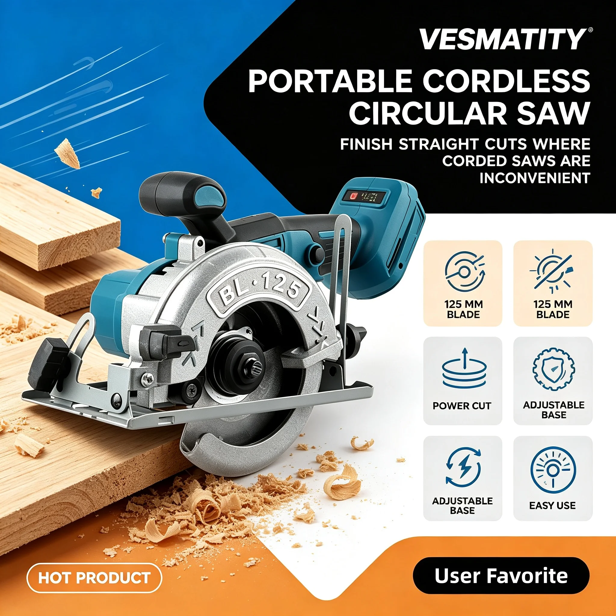 125mm 5 Inch Brushless Circular Saw 10800RPM Cordless Electric Woodworking Cutting Tool for Makita 18V Battery 45° Bevel