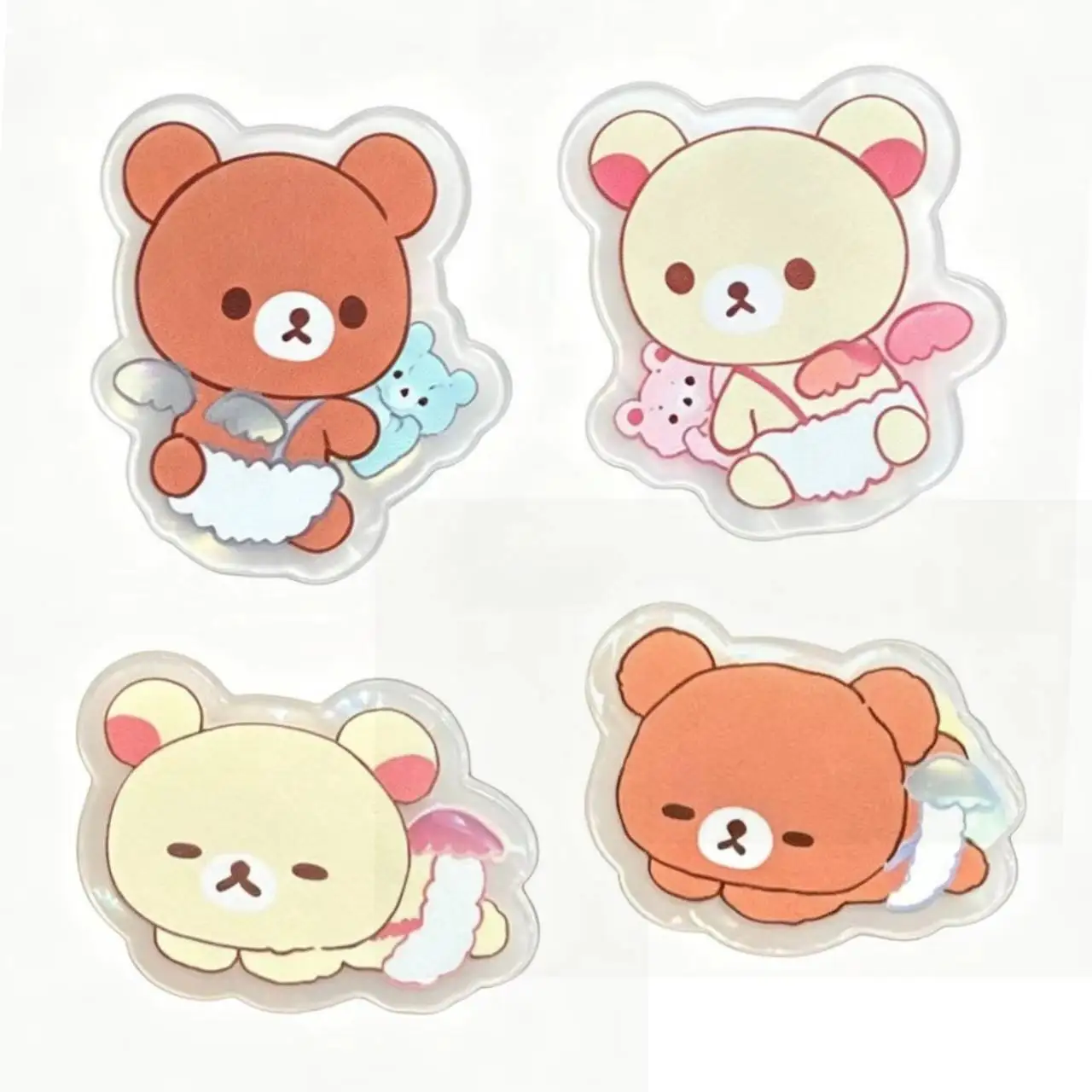 Cute 2PCS Set Rilakkuma Korilakkuma & Chairoikoguma Angel Bear Bangs Hair Clip Hair Accessory Barrette Hair Pin Girls Gifts