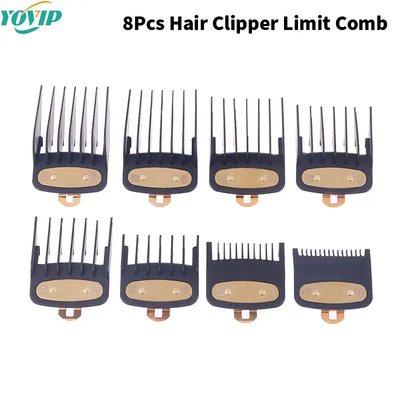 8Pcs Hair Clipper Limit Comb Guide Size Hair Clipper Replacement Parts Limit Comb Electric Clipper Universal With Iron Sheet