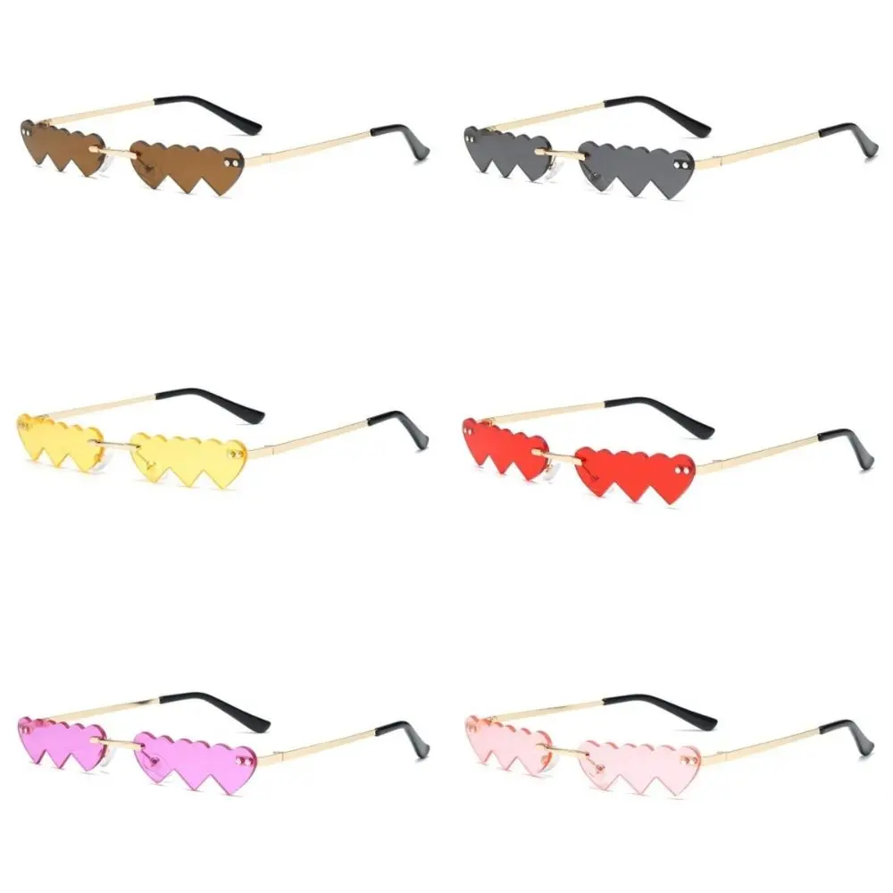 New Love Heart Shaped Rimless Sunglasses UV400 Fancy Accessories Party Shades Eyewear Metal Frame Sun Glasses Women Men