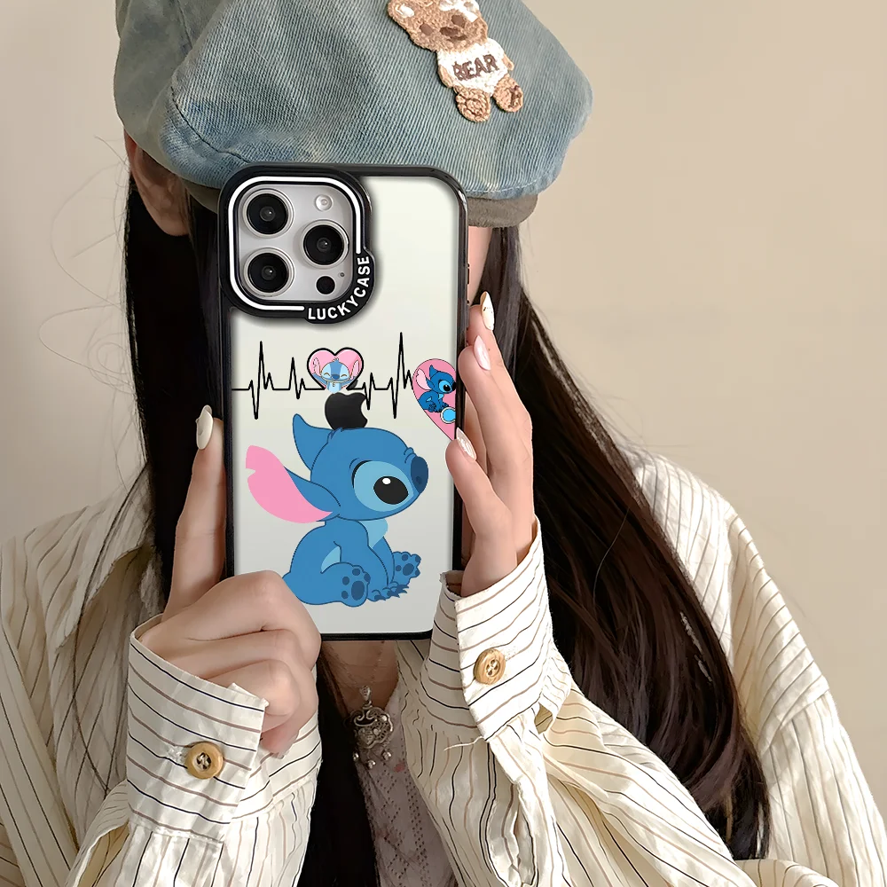 Love Couple Angel Stitch Holiday Gift Phone Case For IPhone 16 15 14 13 Pro Max Transparency Shockproof Hard Funda