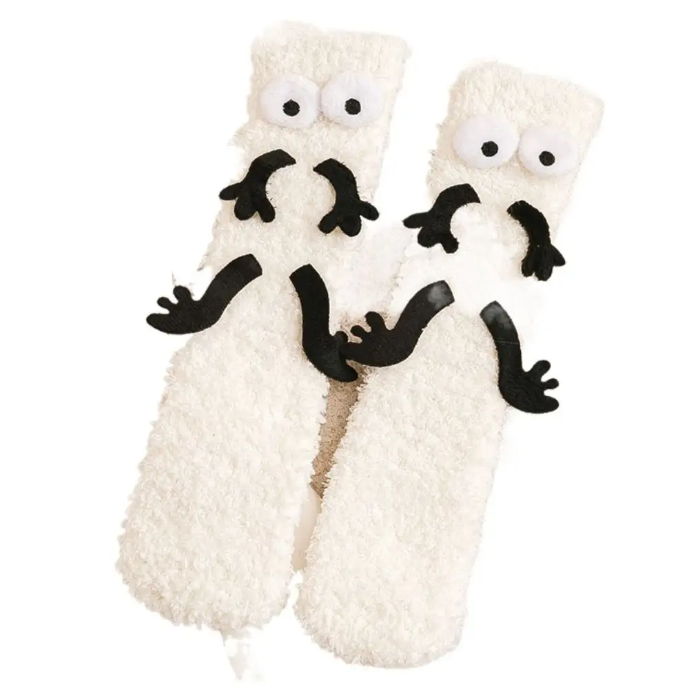 

Удобные осенние утепленные детские носки с большими глазами, мягкие коралловые бархатные детские носки, средние носки-трубочки с героями мультфильмов Харадзюку