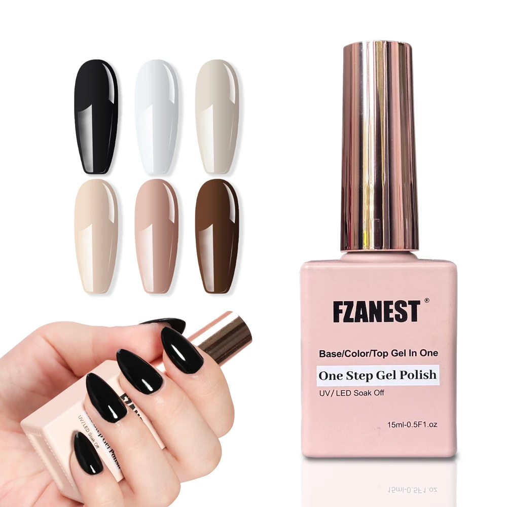 FZANEST-esmalte de Gel uv de un paso, laca de uñas de Gel 3 en 1, capa Base Led uv, capa superior, esmalte de Gel de Color en un juego