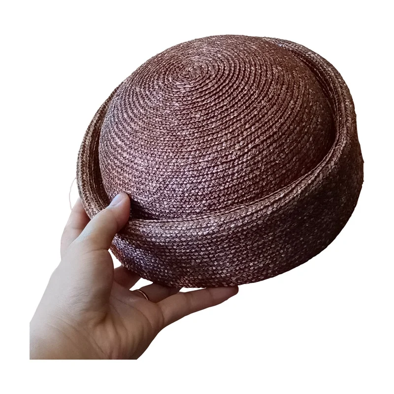 Pillbox hat True Colors  Straw Hat Fashion Summer Flat Beret Straw Hat Women's Sun Hat Circle Concave Top Beach Hat Church Derby
