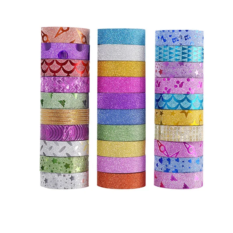 10PCS Glitter Glitter Pattern Washi Tape Adhesive Sticker Hand Diary Stickers Masking Tape Decorative Christmas DIY Crafts #1