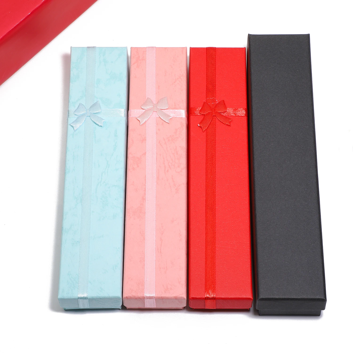 12Pcs 21cm Colorful Elegant Jewelry Box Bowknot Long Necklace Storage Box Pendant Display Case Jewelry Gift Organizer Box