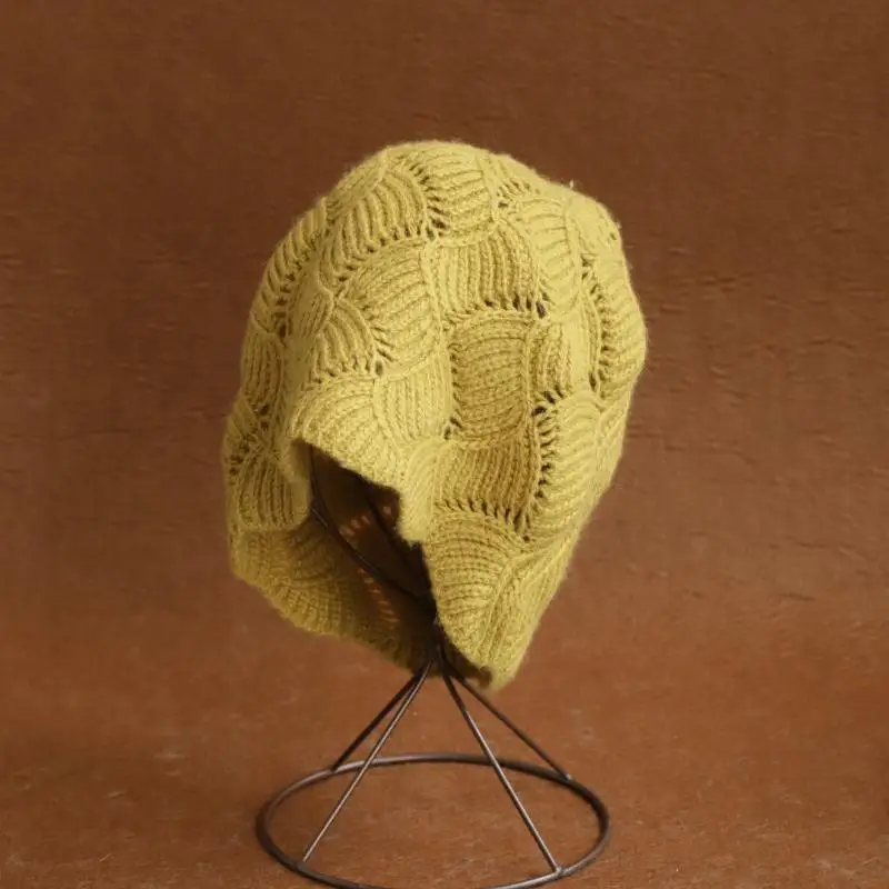 2026 Neue Y2K Herbst-Winter-Wollmütze für Damen, Modische Vintage-Strickmütze, Vielseitige Kappe, Frühlingsmütze, Faltbare Mütze – Detail 16