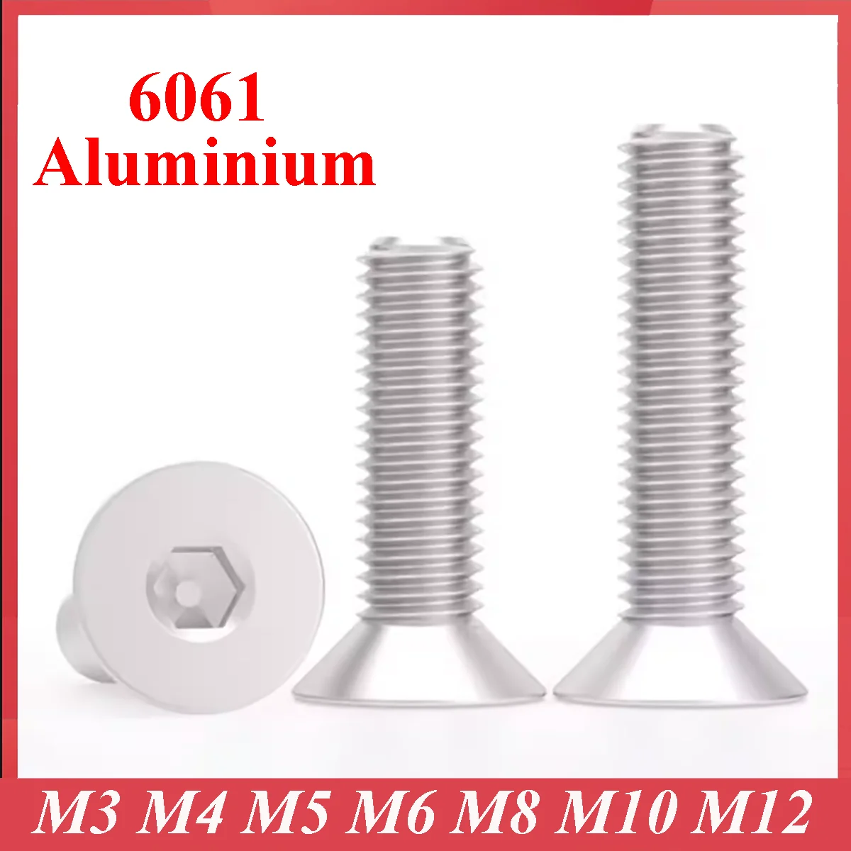 M3 M4 M5 M6 M8 M10 M12 Aluminium 6061 Sechskant-Innensechskantschrauben mit Senkkopf DIN7991 Aluminiumschrauben