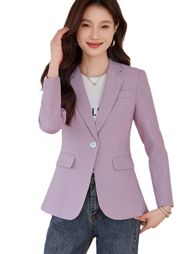 

Fashion Female Blazer Women Black Apricot Gray Purple Beige Office Ladies Formal Jacket Coat