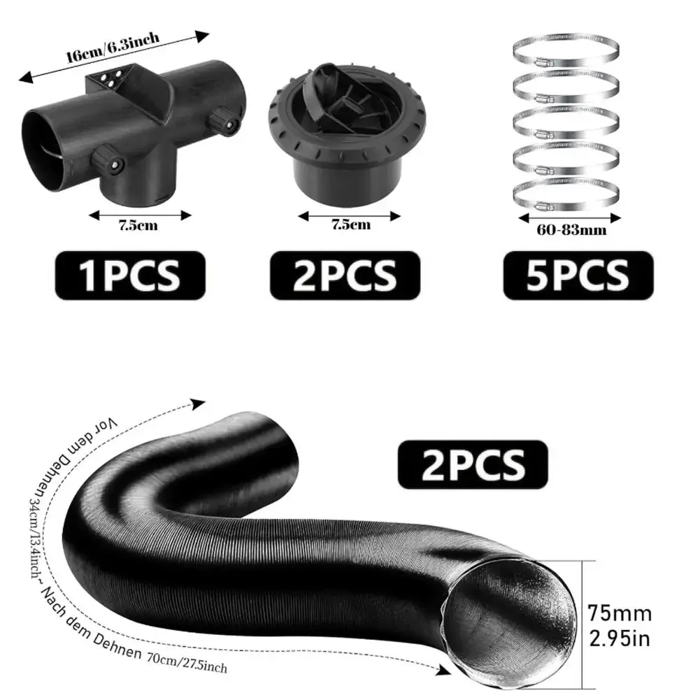 Diesel Air Heater Accessory Bundle of 10 Including Essential Components like Clips Vents and Hoses Optimized Performance