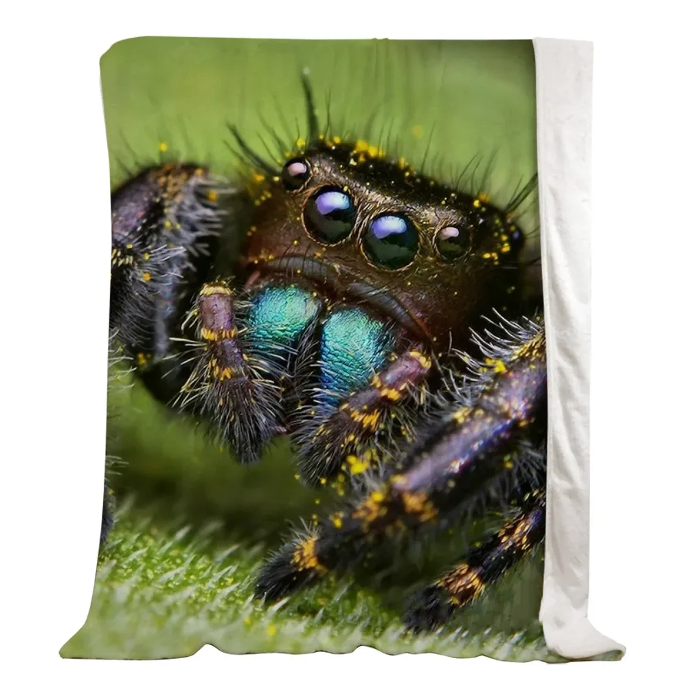 3D Animal Spider Pattern Flannel Throw Blanket Soft Warm Lightweight Colorful Insect Picnic Camping Blanket Kids Adults Gifts