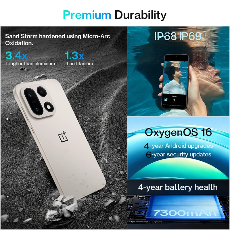 الهاتف الذكي World Premiere OnePlus 15 الإصدار العالمي Snapdragon 8 Elite Gen 5 165 هرتز، بطارية 7300 مللي أمبير في الساعة، شحن SUPERVOOC بقدرة 120 وات