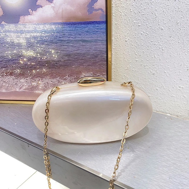 

Acrylic glossy dinner clutch bag goose egg shoulder bag personalized messenger bag