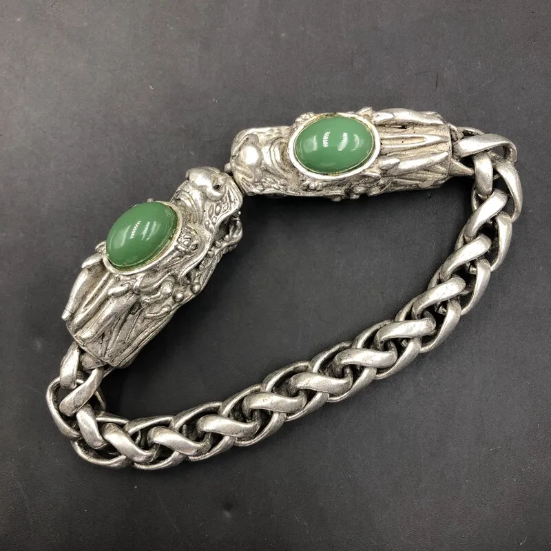 

S925 Tibetan Silver Inlaid Bracelet Fashion Bangles Personality Charm Jewelry Exquisite Workmanship Men Women Couple Gift
