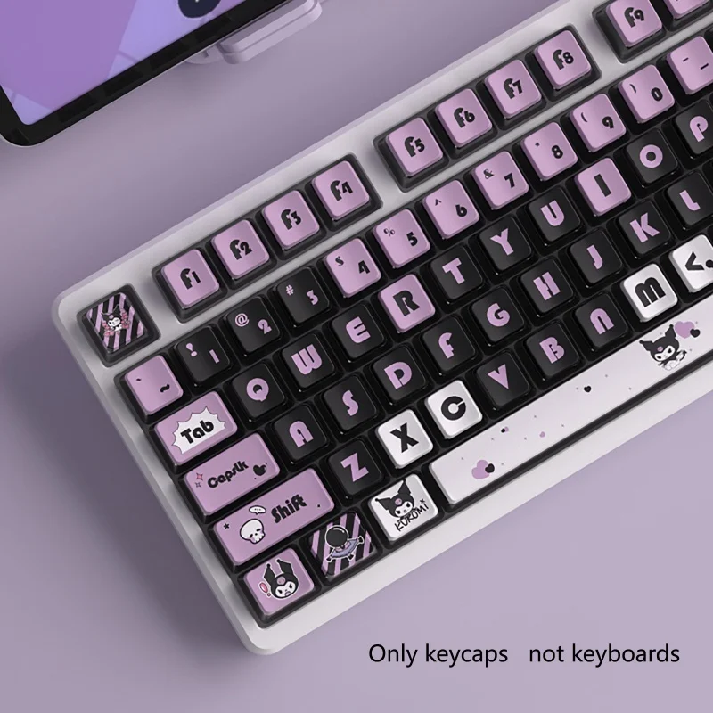 Imagem -05 - Kuromi Temáticos Pudim Keycaps Teclado Mecânico Transparente Jogo Anime Sublimação Térmica Quatro Lados 122 Chaves Pbt