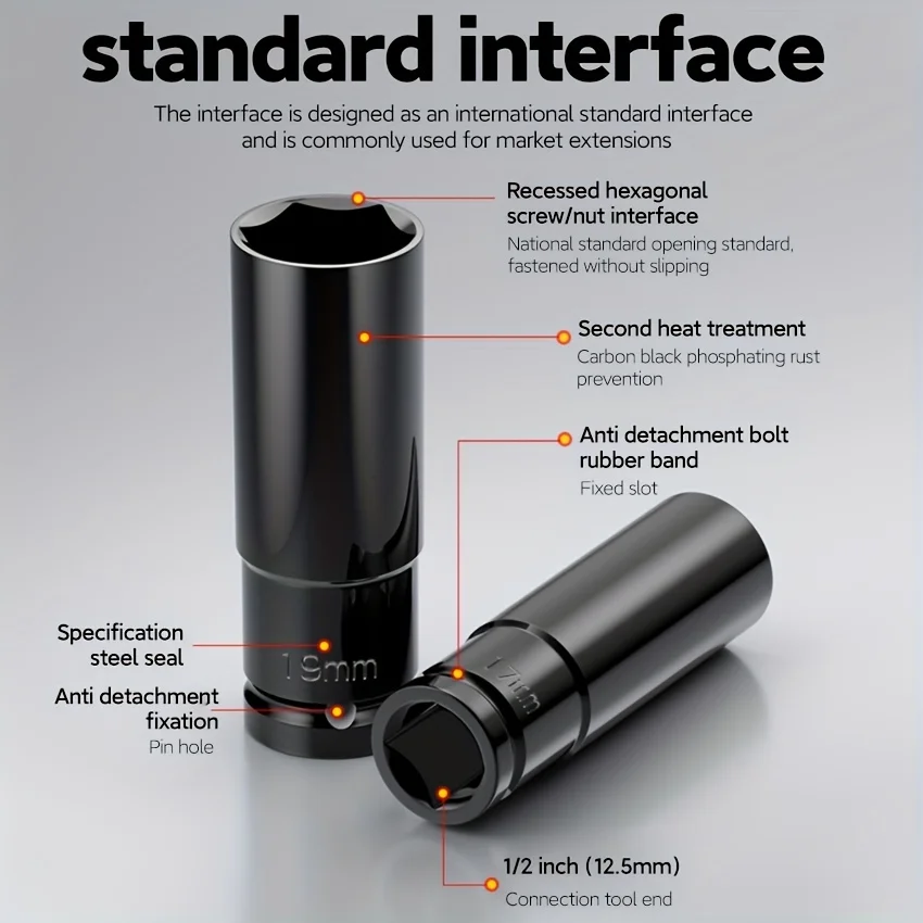 1 Set Impact Socket Set, 1/2\