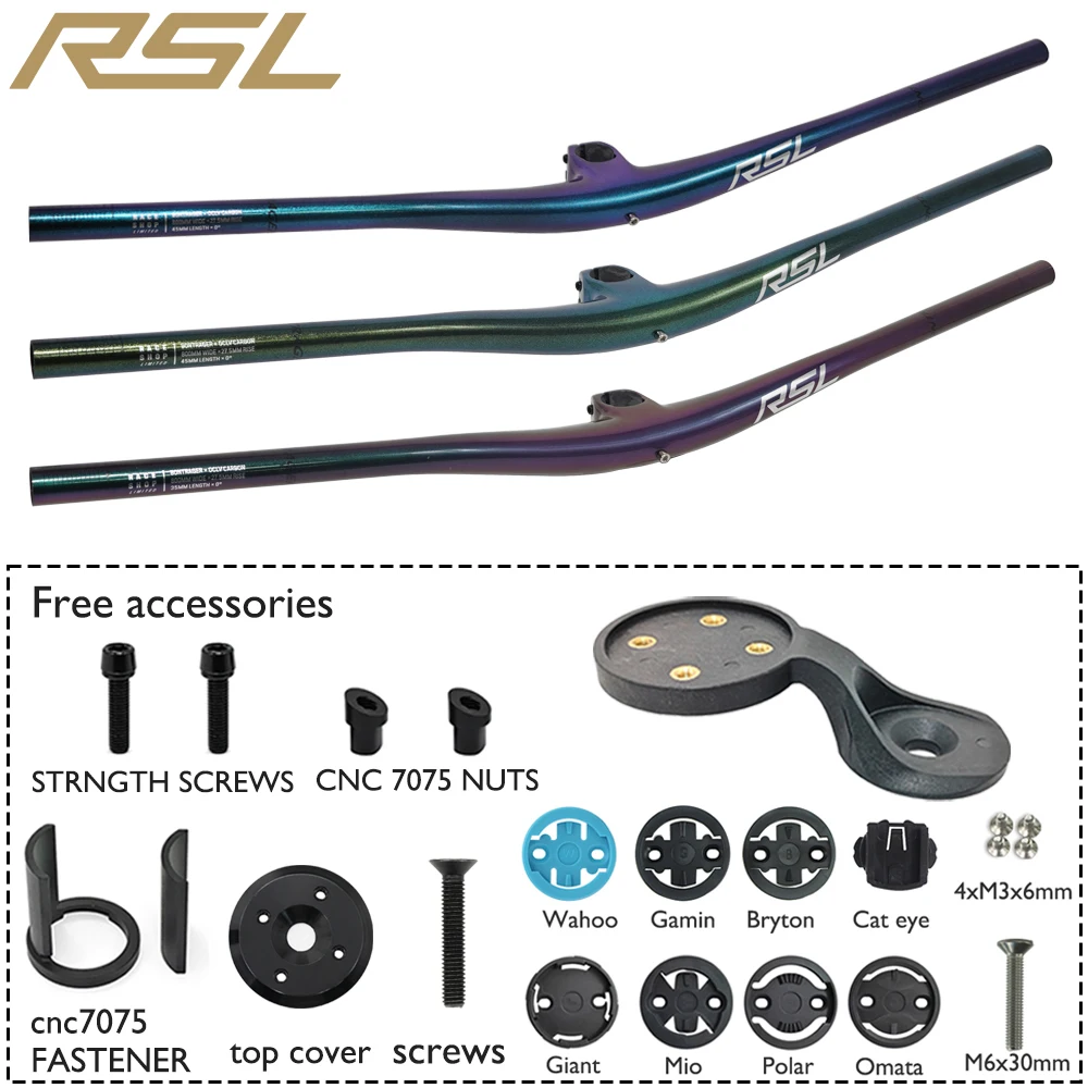 

RSL Mountain Bike Handlebar 800mm | Chameleon Color 27.5mm Rise 35/45/55mm Length for MTB Upgrade | High Rise Bicycle Handlebar