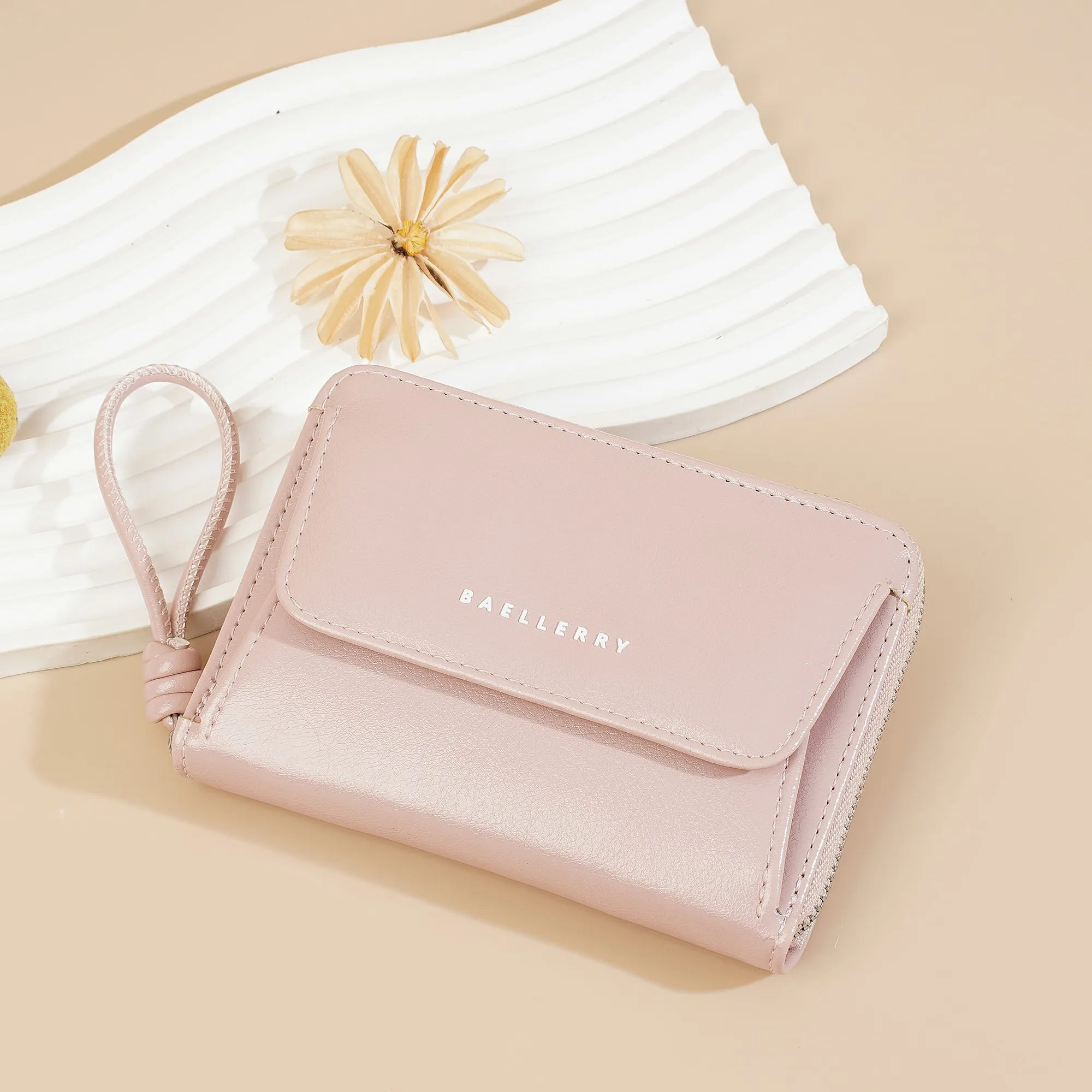 Baellerry Damen-Geldbörse mit kurzem Reißverschluss und Handschlaufe, 7 Kartenfächer, Ausweisfenster, Münzfach, minimalistisch, tragbare Geldbörse, kleine Alltagsgeldbörse, Geschenk für Mädchen – Detail 15