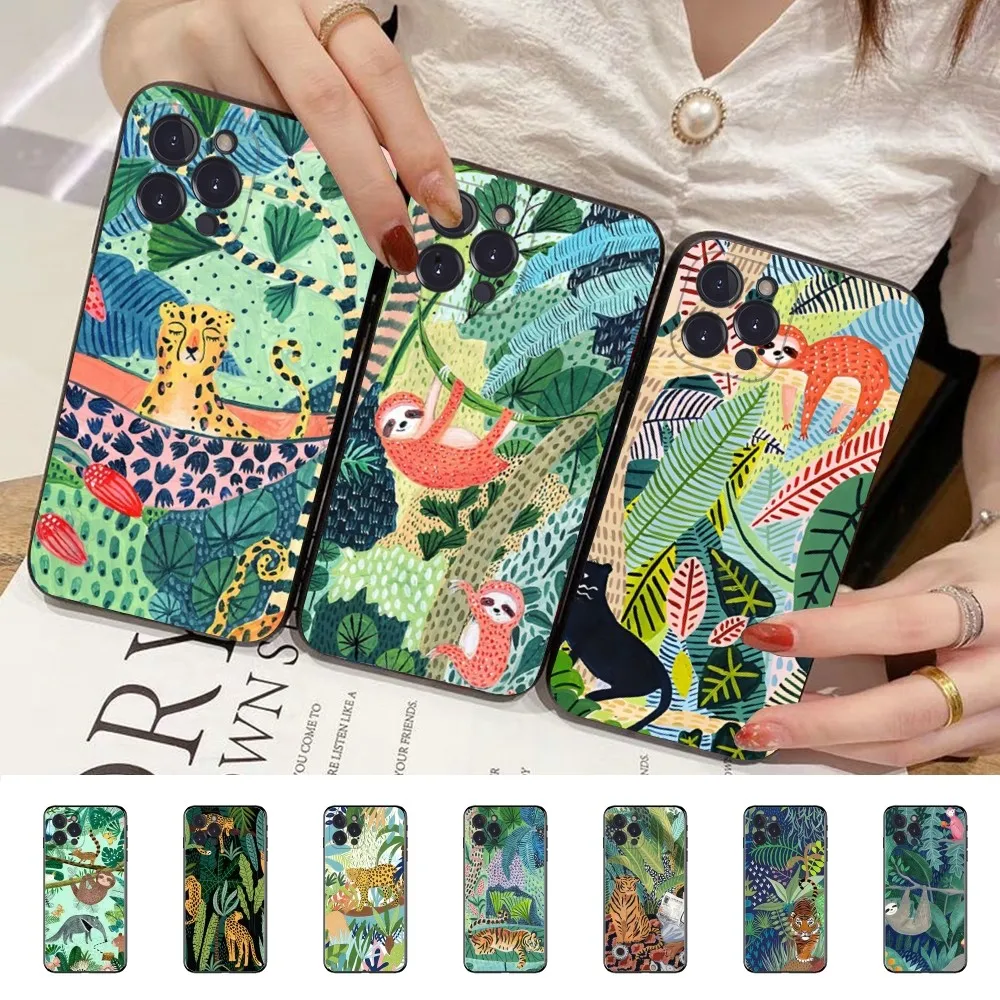 Cute Cartoon Anime Sloth Leopard Phone Case For IPhone 15 8 7 6 6S Plus X SE 2020 XR XS 14 11 12 13 Mini Pro Max Mobile Case