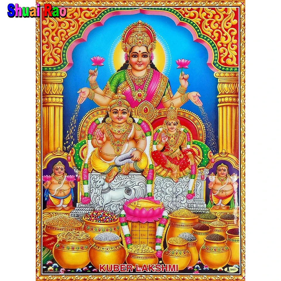 Kuber Lakshmi Diamond Painting Cross Stitch religious hidu lord god Pictures Mosaic 5D DIY Diamond Embroidery home decor