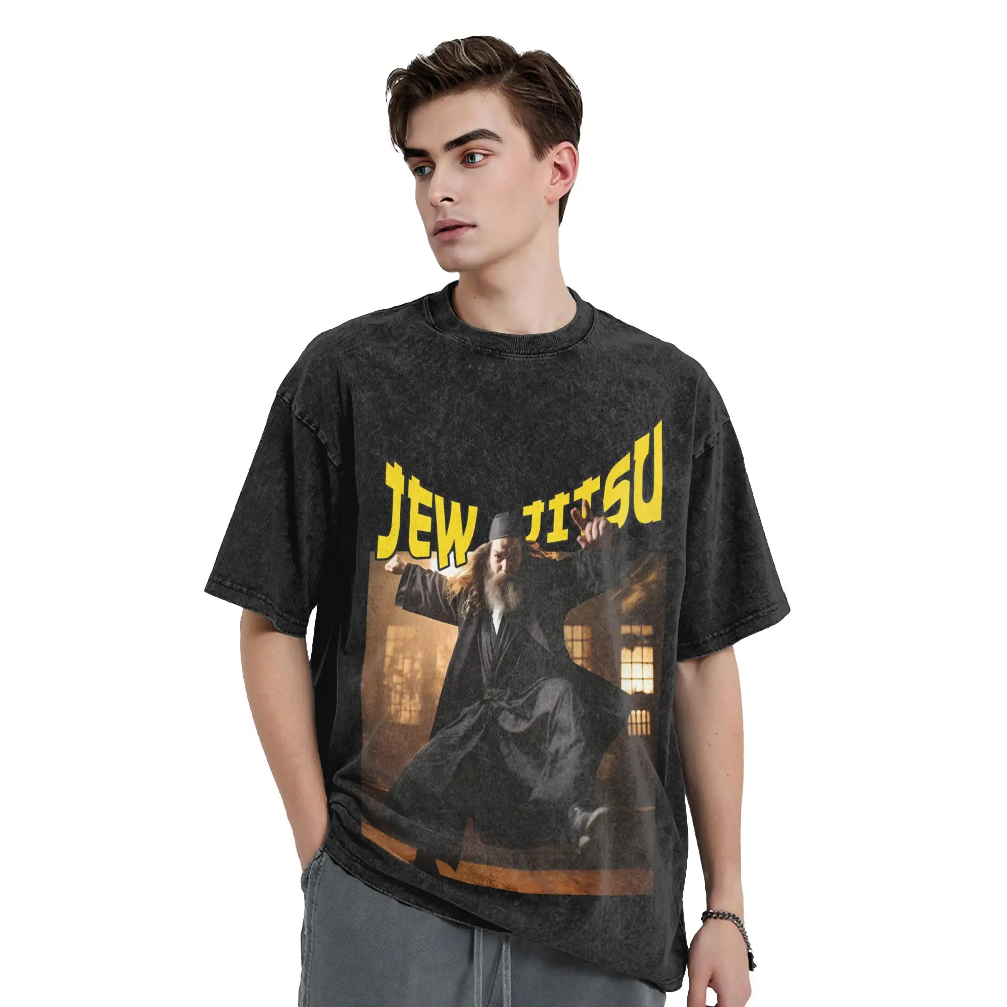 أعرف يهودي جيتسو للرجال اليهودية جيو جيتسو تي شيرت للرجال عادية القطن تي شيرت Crewneck قصيرة الأكمام تي شيرت حجم كبير الملابس