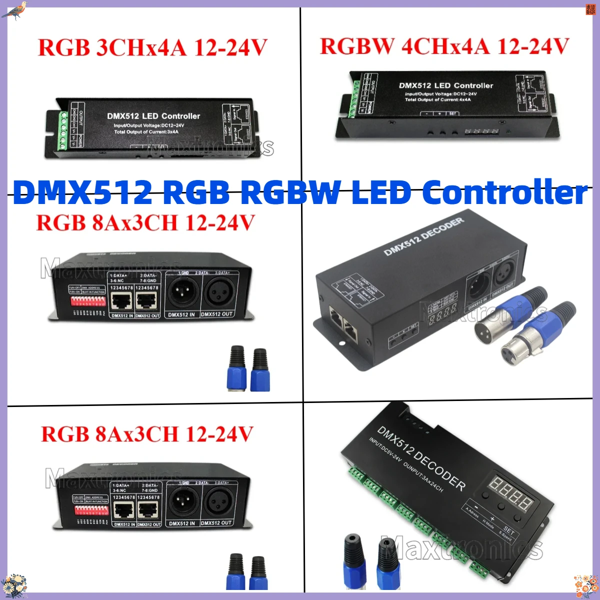 For 5050 RGB RGBWW LED Module/Strip Light DMX512 RGB RGBW LED Controller 3/4/24CH 24Channel DMX Decoder Dimmer Driver DC5/12/24V