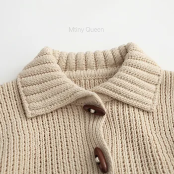 Boys Cotton Cardigan Sweater 5 2026 Children Sweater Coat Spring and Autumn New Cotton Knitted Baby Boy's Cardigan Coat Solid Color Horn Button Sweater 5