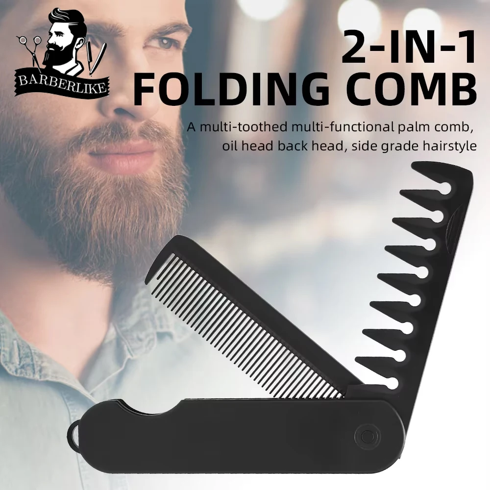 

Black Folding Pocket Comb 180 Degree Rotating Dual Use Haircut Comb Hairdressing Tool for Professional Barbers