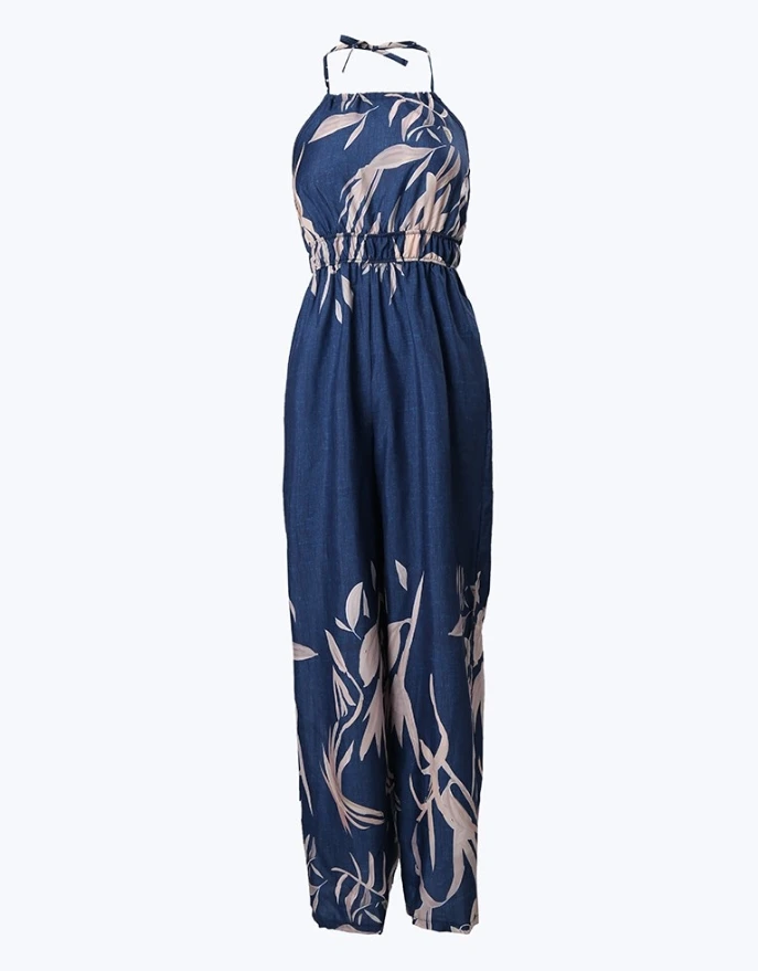 Love Girls, Sexy Print, Backless Split Wide Leg Jumpsuit In Stock