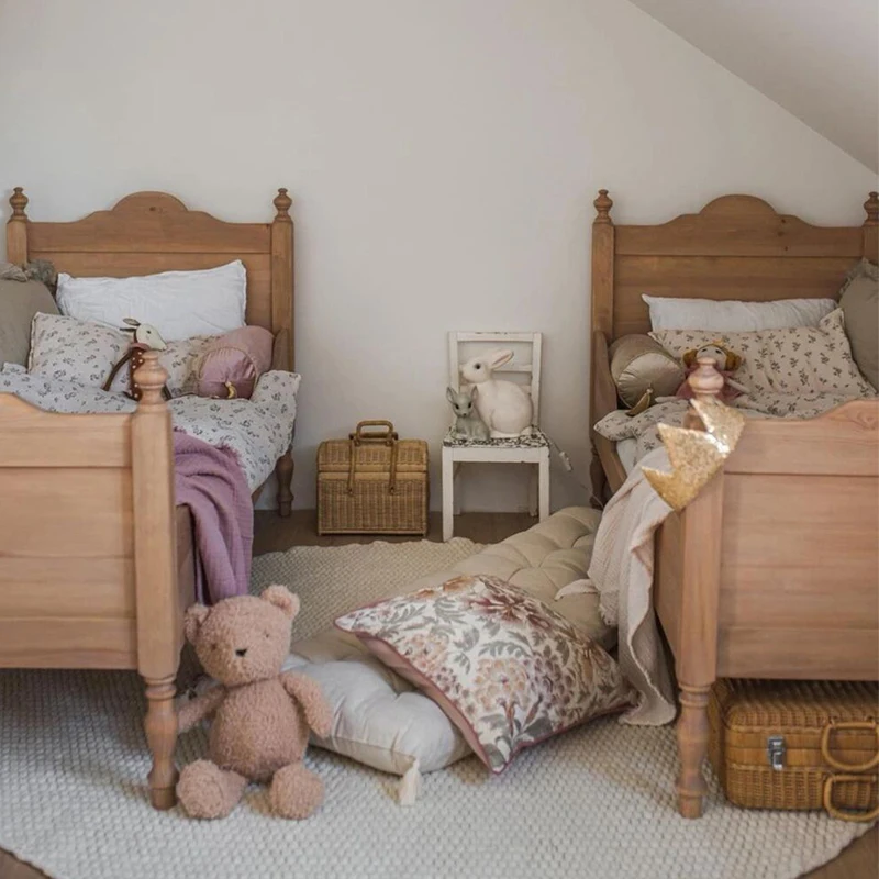 Factory Direct 2026 Top Rated Solid Wood Guardrail Children's Bed French Retro Medieval Small Apartment Sled Bed