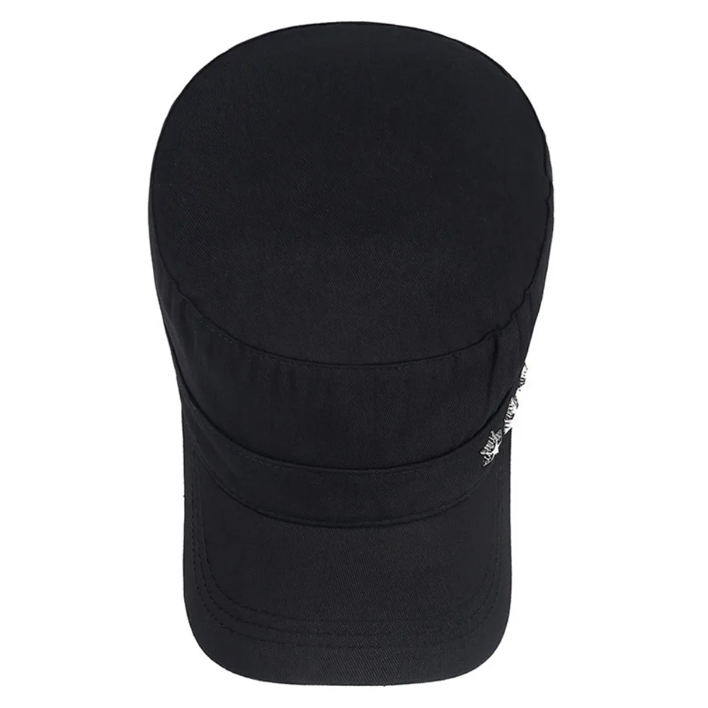 Casual Cotton Flat Top Hat Stars Fishing Cadet Hat Men Grandpa Solid Sunshade Hat Four Seasons