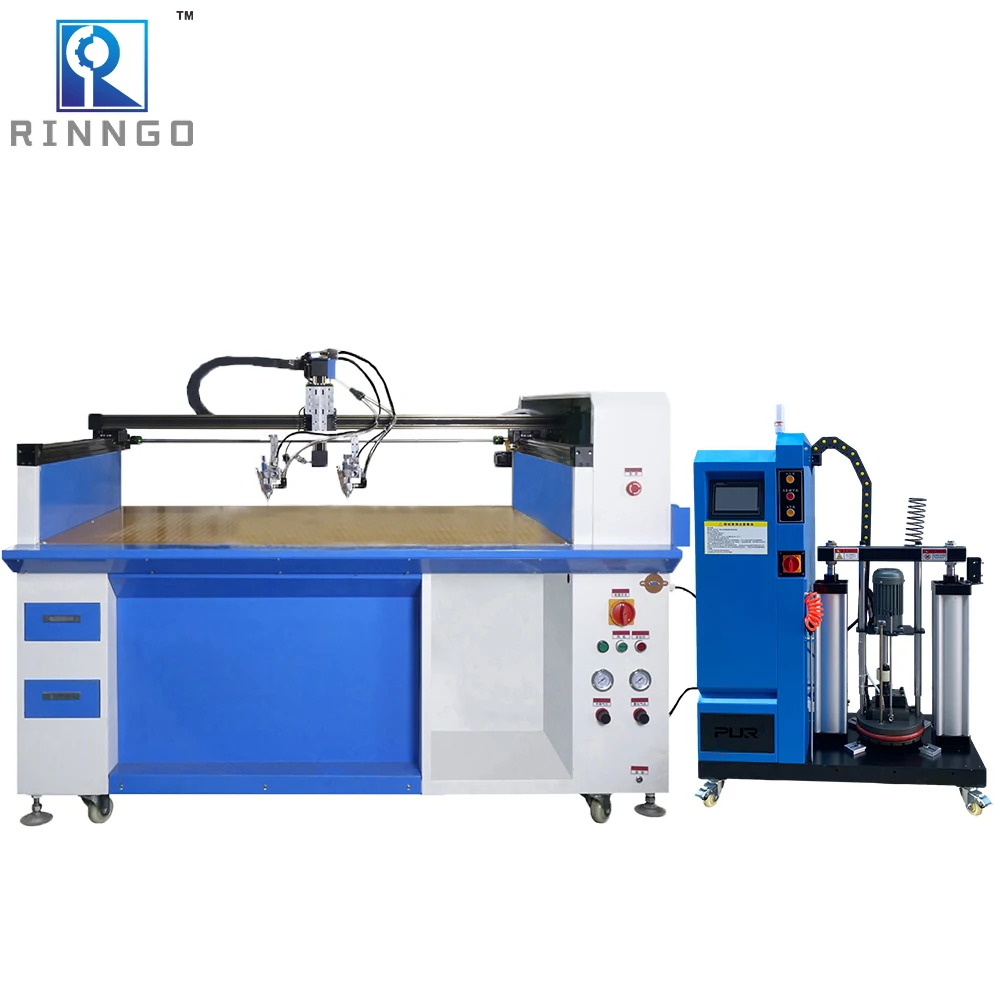 Two Heads Synthetic Leather Applicator Hot Melt Glue Spraying Machine With Swirl Spray