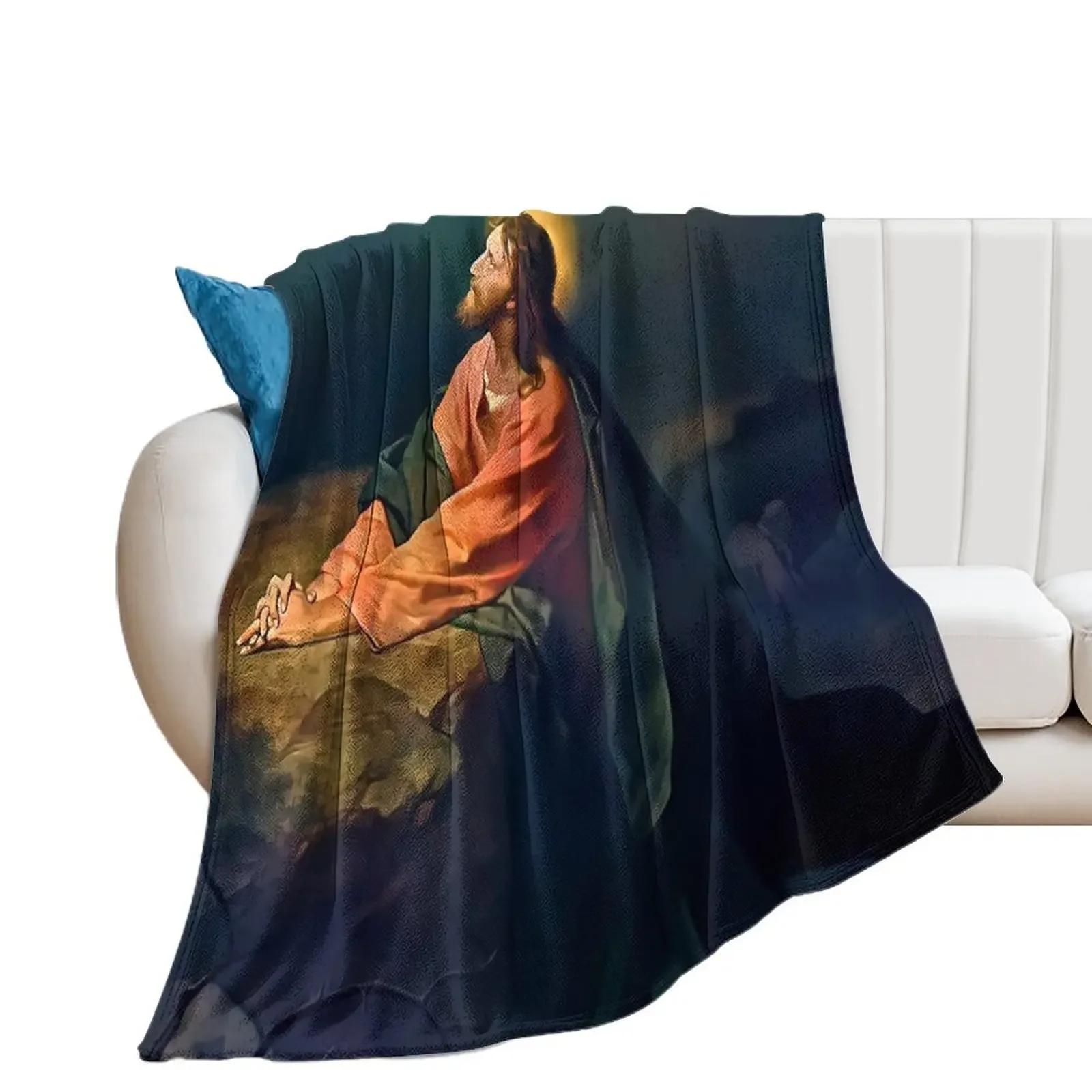 

Christ praying in Gethsemane Throw Blanket blankets ands Moving Soft Big Blankets