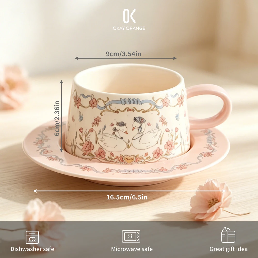 Vintage Pink Swan Ceramic Coff - Korean Tea Set review and price