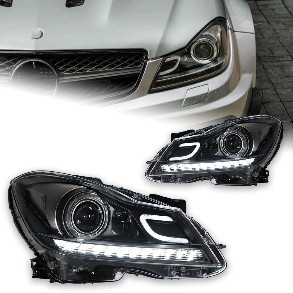 Auto Parts For W204 Headlights 2011-2013 C200 C300 C Class latest Styling LED DRL Dual Projector Car Accesorios Modified