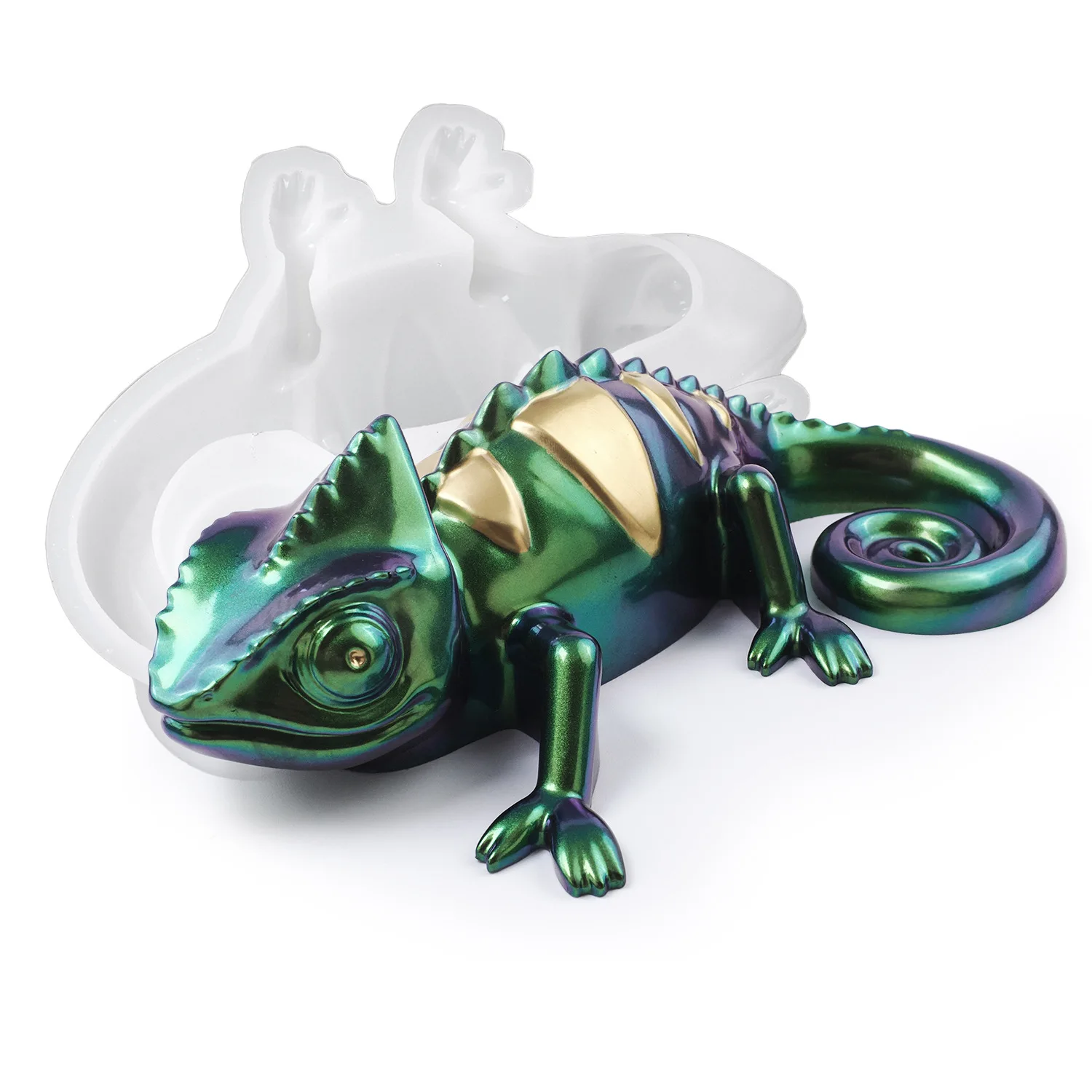 

DIY Crystal Epoxy Resin Mold Chameleon Lizard Reptile Animals Ornament Mirror Silicone Mould Resin Art Jewelry Molds