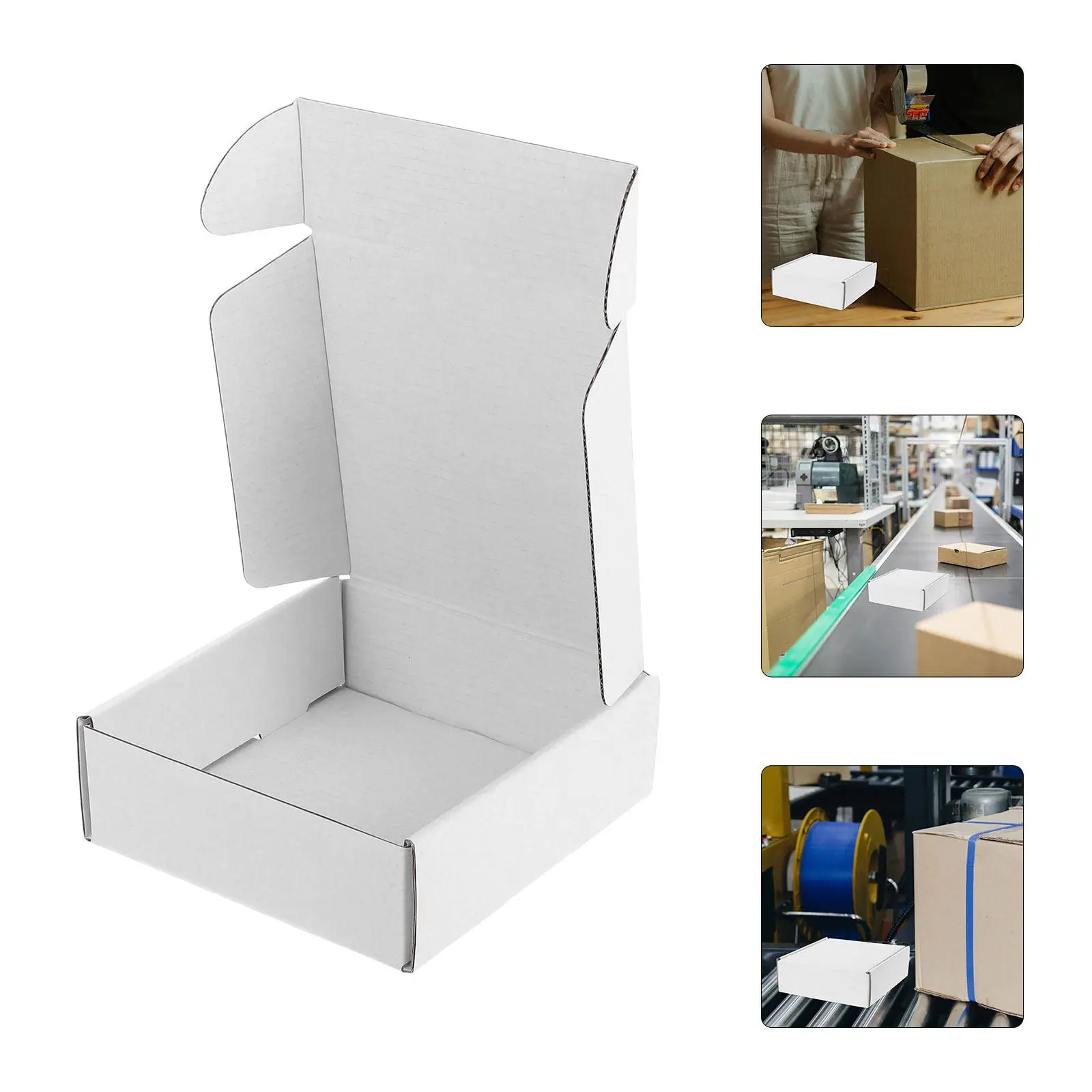 5Pcs White Cardboard Shipping Boxes Ideal for Small Business Mailing Packaging Delivery DIY Customization Easy Assembly Smooth