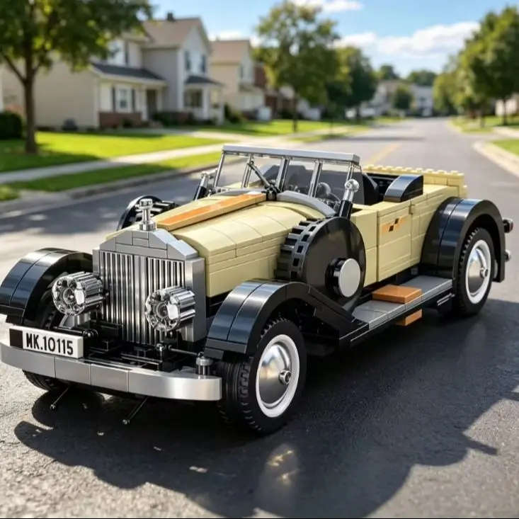 Blocs de construction de voiture cabriolet classique vintage Mould King 10115 897 pièces, modèle de véhicule décapotable rétro, MOC technique à assembler soi-même