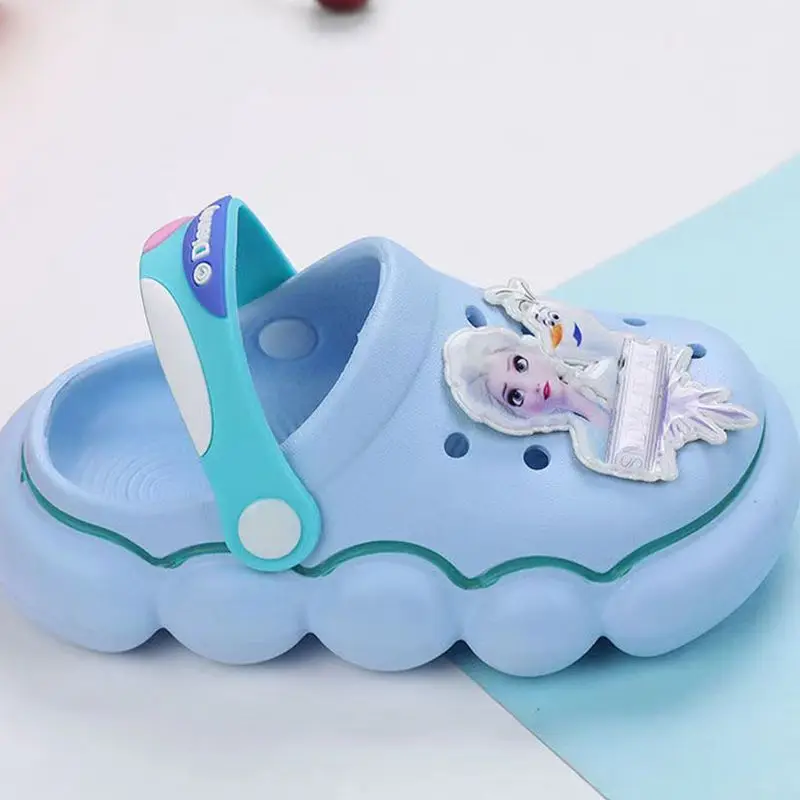 Disney Summer Kids Girls Sandals Cartoon Frozen Elsa Olaf Print Beach Shoes Children Princess Indoor Bath Slippers Toddler Shoes