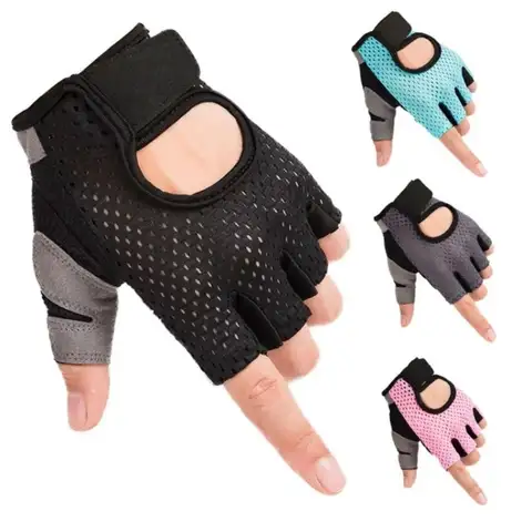 Guantes de entrenamiento transpirables para levantamiento de pesas, sin dedos, para gimnasio, Fitness, medio dedo