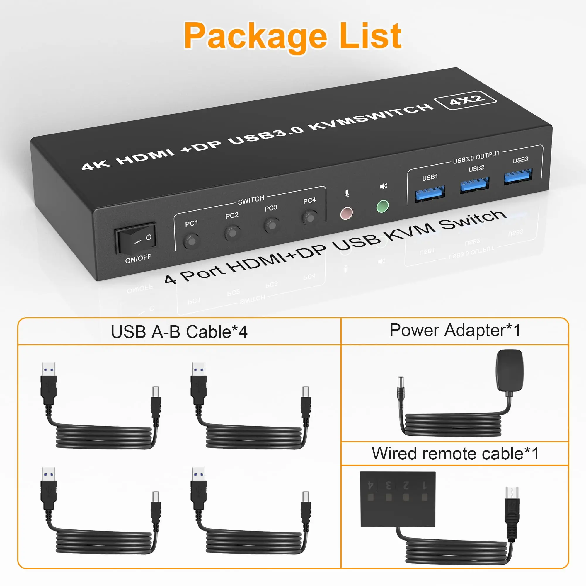 Imagem -06 - Switch Monitor Hdmi e dp Monitor Duplo Switch Kvm Saída de Microfone de Áudio Portas Usb 3.0 Pcs Monitores 4k