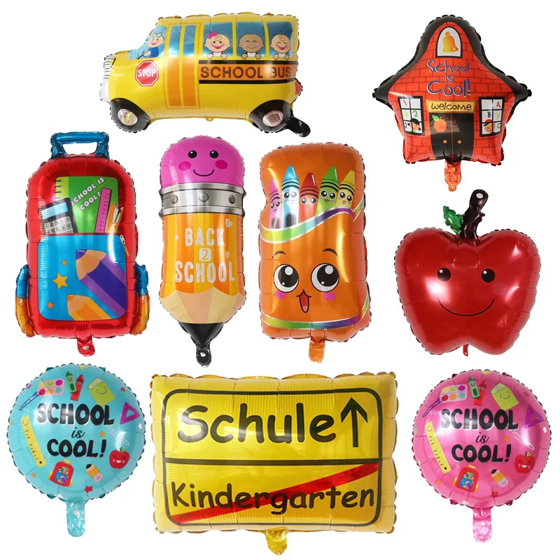 Boy Girl School Kindergarten Decoration New Cartoon Schoolbag Pencil Shape Aluminum Balloon