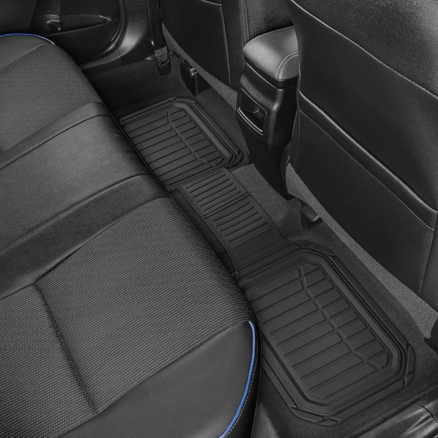 FlexTough Defender Floor Mats for Cars and TrunkShield Trunk Mat Set NextGen Deep Dish Heavy Duty Car All Weather Rubber Set Au