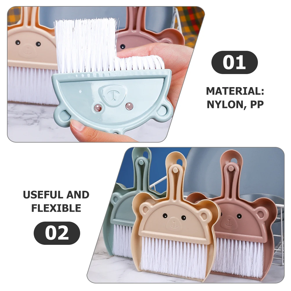 

3 Sets Cartoon Broom Dustpan Kit Kids Household Cleaning Brushes Mini Hand Portable Cute