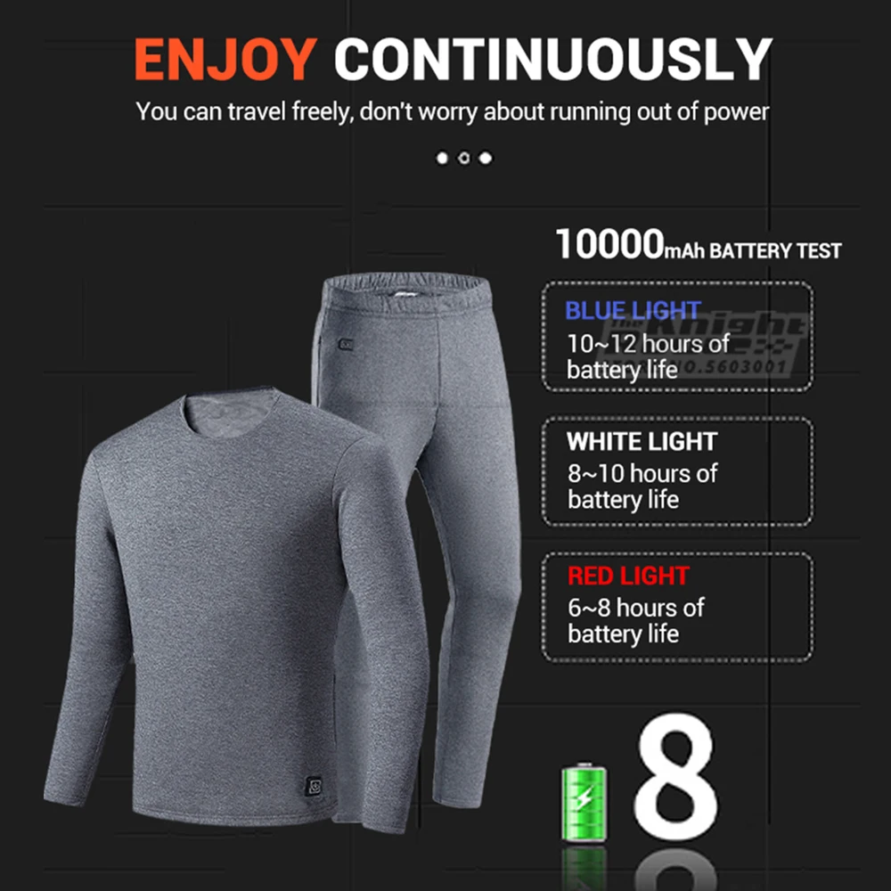 22 Areas Winter Thermal Heated Jacket Men Vest Heated Underwear Men\'s Ski Suit USB Electric Heating Thermal Long Johns Camping